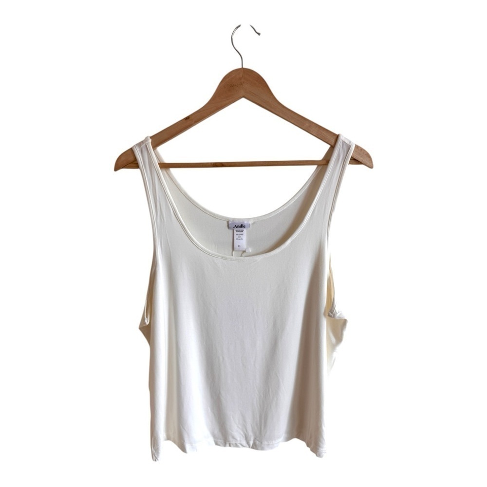 Andie Scoop Neck Tank Top Ivory Womens Size XL Bamboo Rayon
